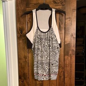 Trendy Lucky In Love Black and White Graphic Tennis Tank Top